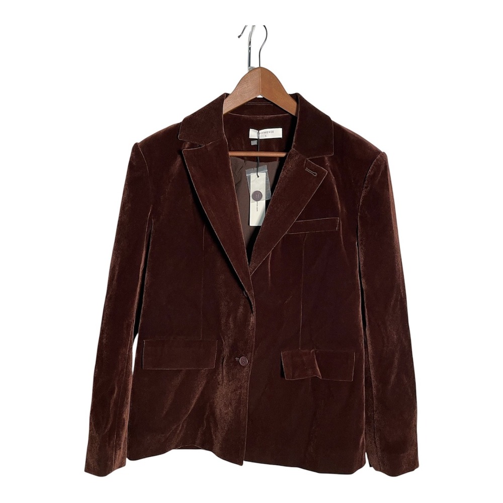 Commense Velvet Blazer Brown Notched Lapel Two Button Jacket Small NWT